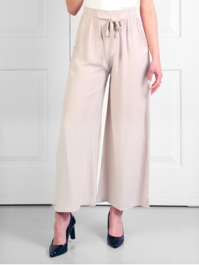 Bamboo Feeling Full Length Pants W/ Tie Belt and Pockets